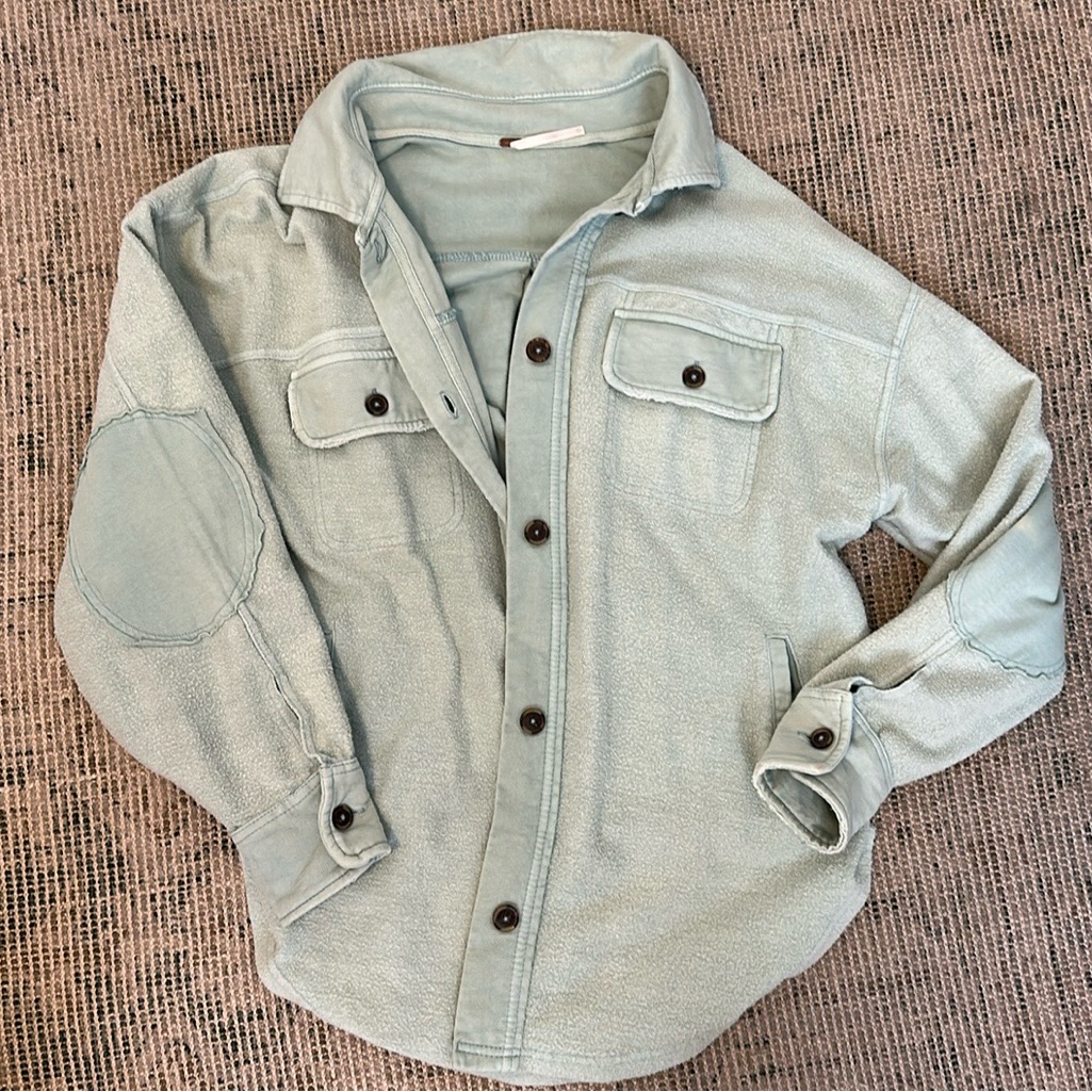 Free People Shacket In Mint Blue/Green